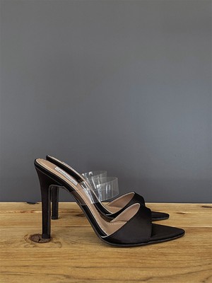 BeBeQ Angel Siyah Sivri Burun Topuklu Kadın Terlik