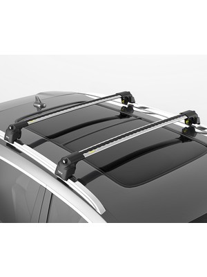 Turtle Can Carry Air-2 Silver Kit, Hyundai Sante Fe 2020-2021-2022-2023-2024 Tavan Taşıyıcı Portbagaj, Bisiklet ve Kayak Taşıyıcı Ara Atkı Seti, Gri Cross Bar