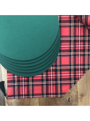 Desenİzmir Amerikan Servis Ekose Takım 6 Supla ve Runner Örtü Kombin 4