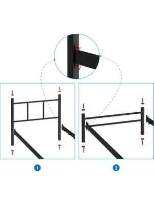 Mobpazar Metal Karyola, Defne Metal Karyola 100X200 cm Siyah Renk