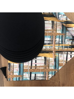 Desenİzmir Amerikan Servis Geometrik Desen Takım 6 Supla ve Runner Örtü Kombin 1