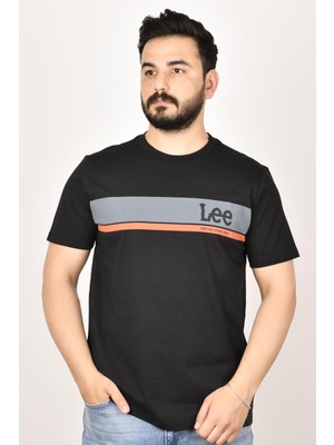 Lee L211918001 Erkek Siyah  Bisiklet Yaka T-Shirt