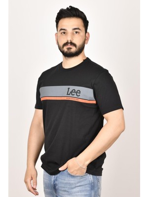 Lee L211918001 Erkek Siyah  Bisiklet Yaka T-Shirt