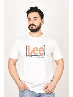 Lee L68TYSMK  Erkek Beyaz  Bisiklet Yaka T-Shirt