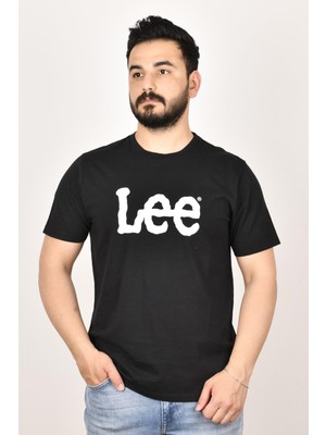 Lee L65QAI01 Erkek Siyah  Bisiklet Yaka T-Shirt