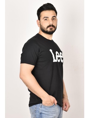 Lee L65QAI01 Erkek Siyah  Bisiklet Yaka T-Shirt