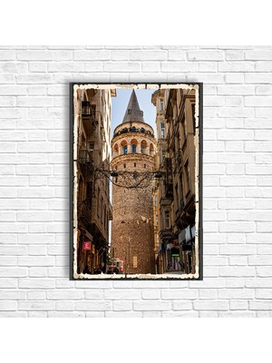 Trend Poster Galata Kulesi Retro Ahşap Poster
