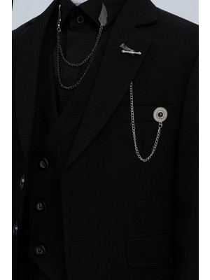 Doctor junior Slim Fit Erkek Çocuk Zincir Detay Takım Elbise / Gömleksiz