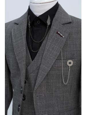 Doctor Junior 4-15 Yaş Erkek Çocuk Takım Elbise Üç Parça Şık Tasarım Ceket Yelek Pantolon