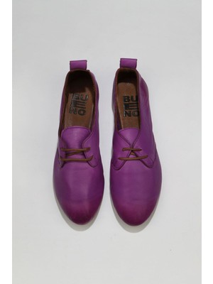 Bueno Shoes Lila Deri Kadın Düz Ayakkabı