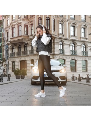 JUMP 26776 Beyaz Siyah Kadın Günlük Rahat Kalın Tabanlı Yürüyüş Koşu Sneaker Spor Ayakkabı