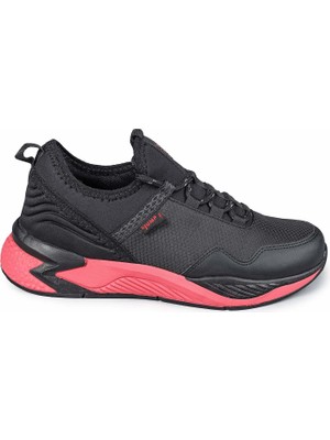JUMP 26766 Siyah - Kırmızı Kadın Günlük Rahat Yürüyüş Koşu Sneaker Spor Ayakkabı