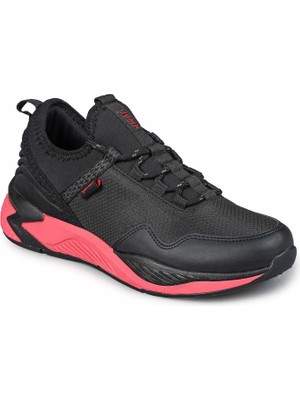 JUMP 26766 Siyah - Kırmızı Kadın Günlük Rahat Yürüyüş Koşu Sneaker Spor Ayakkabı