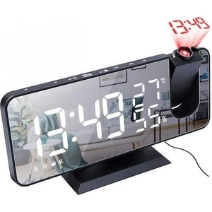 Fm Radyo LED Dijital Akıllı Çalar Saat Tablosu Elektronik Masaüstü Saatleri USB Projeksiyon Süresi ile Uyandırma Saati (Siyah)  (Yurt Dışından)