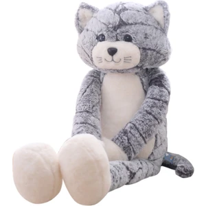 1 Adet 70 cm Peluş Oyuncak Yumuşak Kedi Siyah Gri Kedi Peluş Oyuncak (Yurt Dışından)