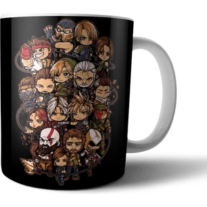Chibi Oyun Kahramanları - Kratos - Last Of Us - Witcher - Tomb Raider Kupa Bardak Model 1