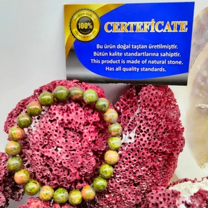 Doğal Taş Delisi Unakit Doğal Taş Bileklik (Sertifikalı) (8mm)