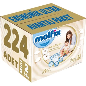 Pure&soft Bebek Bezi Beden:2 (3-6 Kg) Mini 224 Adet Ultra