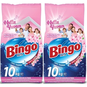 Matik Toz Çamaşır Deterjanı 20 kg Beyazlar ve Renkliler (2 Paket x 10 Kg) (134 Yıkama) (Mutlu Yuvam)