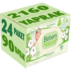 Bebem Natural Islak Bebek Mendili Narin Dokunuş 90 Yaprak Plastik Kapaklı 24'lü Set 2160 Yaprak
