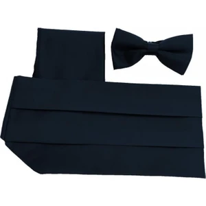 Siyah Kuşak Papyon Mendil Set