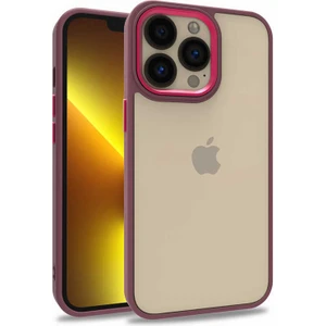 Apple iPhone 13 Pro Kılıf Arkası Şeffaf Kenar Korumalı Silikon Dora- Kırmızı