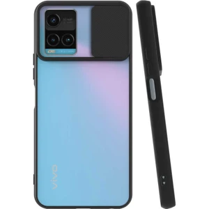 Vivo Y33S Kılıf Lens Sürgülü Kamera Korumalı Silikon - Siyah