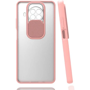 Xiaomi Redmi Note 9 Pro 5g Kılıf Lens Sürgülü Kamera Korumalı Silikon - Pembe Açık