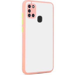 Galaxy A21S Kılıf Mat Buzlu Kamera Korumalı Silikon - Pembe
