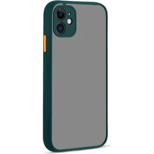 Apple iPhone 11 Kılıf Mat Buzlu Kamera Korumalı Silikon - Koyu Yeşil