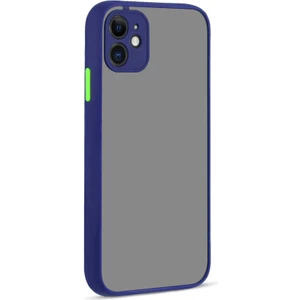 Apple iPhone 12 Mini Kılıf Mat Buzlu Kamera Korumalı Silikon - Lacivert