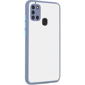 Galaxy A21S Kılıf Mat Buzlu Kamera Korumalı Silikon - Mor