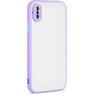 Apple iPhone x Kılıf Mat Buzlu Kamera Korumalı Silikon - Lila