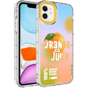 Case 4U Apple iPhone 12 Kılıf Kamera Korumalı Renkli Portakal Desenli Sert Silikon Korn Kapak NO3 Renkli