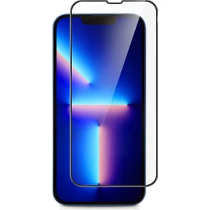 Case 4U iPhone 14 Tam Kaplayan Tamperli Cam Ekran Koruyucu Curved Kırılmaz Kenar Siyah