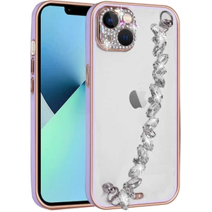 Case 4U Apple iPhone 13 Kılıf Taş Süslemeli Kamera Korumalı El Tutamaçlı Blazer Kapak Lila