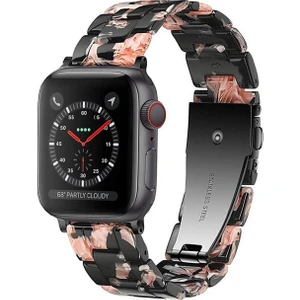 Apple Watch  38MM 40MM 41MM Seri 9/8/7/6/se/5/4/3/2/1 (seri 10-42mm) Uyumlu Reçine Hafif Şık Pimli Tasarım Kordon