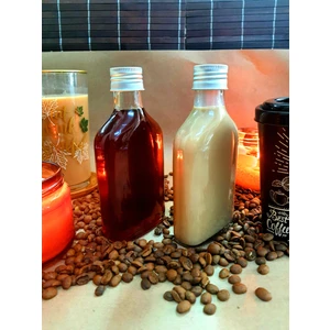 2'li Cold Brew Kahve Şişesi 200 cc Gümüş Kapak Yassı Cam Şişe