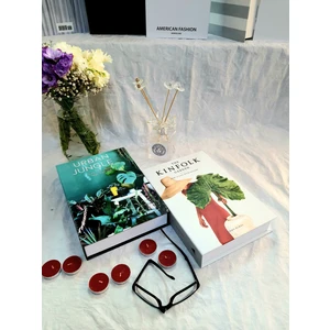 Lovely Book & Book 2'li Dekoratif Kitap Kutu Set Yeşil&beyaz Dekoratif Kitap Kutu