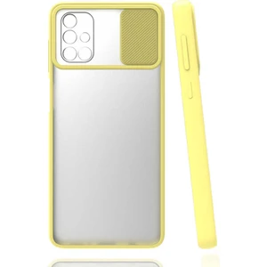 Galaxy A51 Kılıf Lens Sürgülü Kamera Korumalı Silikon - Sarı