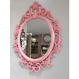 Ayna Denizi Vintage Taç Model Pudra Pembe Renk Dekoratif Ayna