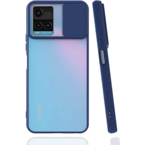 Vivo Y33S Kılıf Lens Sürgülü Kamera Korumalı Silikon - Lacivert