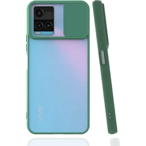 Vivo Y33S Kılıf Lens Sürgülü Kamera Korumalı Silikon - Koyu Yeşil
