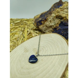 Doğal Taş Delisi Lapis Lazuli Doğal Taş Kalp Kolye Ucu (47 cm Zincir Dahil)