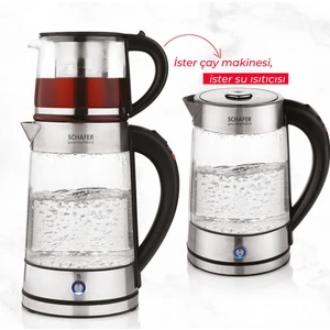 Gourmemaxx Cam Çay Makinesi Kettle 4 Parça Şeffaf