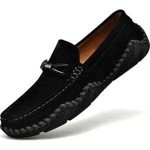 GK Fashion Erkek Deri Loafer'lar Sürüş Elbisesi Düz Rahat Mokasen Üzerinde Kayma
