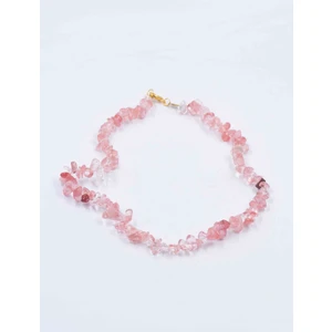 Mucize Taş Çilek Kuvars Kırık Taş Kolye