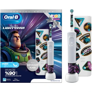 D100 Vitality Lightyear Özel Seri Çocuklar İçin Ekstra Yumuşak Şarj Edilebilir Diş Fırçası + Seyahat Kabı
