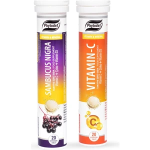 Vitamin C Efervesan Tablet (Portakal Aromalı) - 20 Adet & Sambucus Nigra Efervesan Tablet - 20 Adet