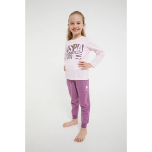 U.S. Polo Assn. Lisanslı Classic Pembe Kız Çocuk Uzun Kol Pijama Takım